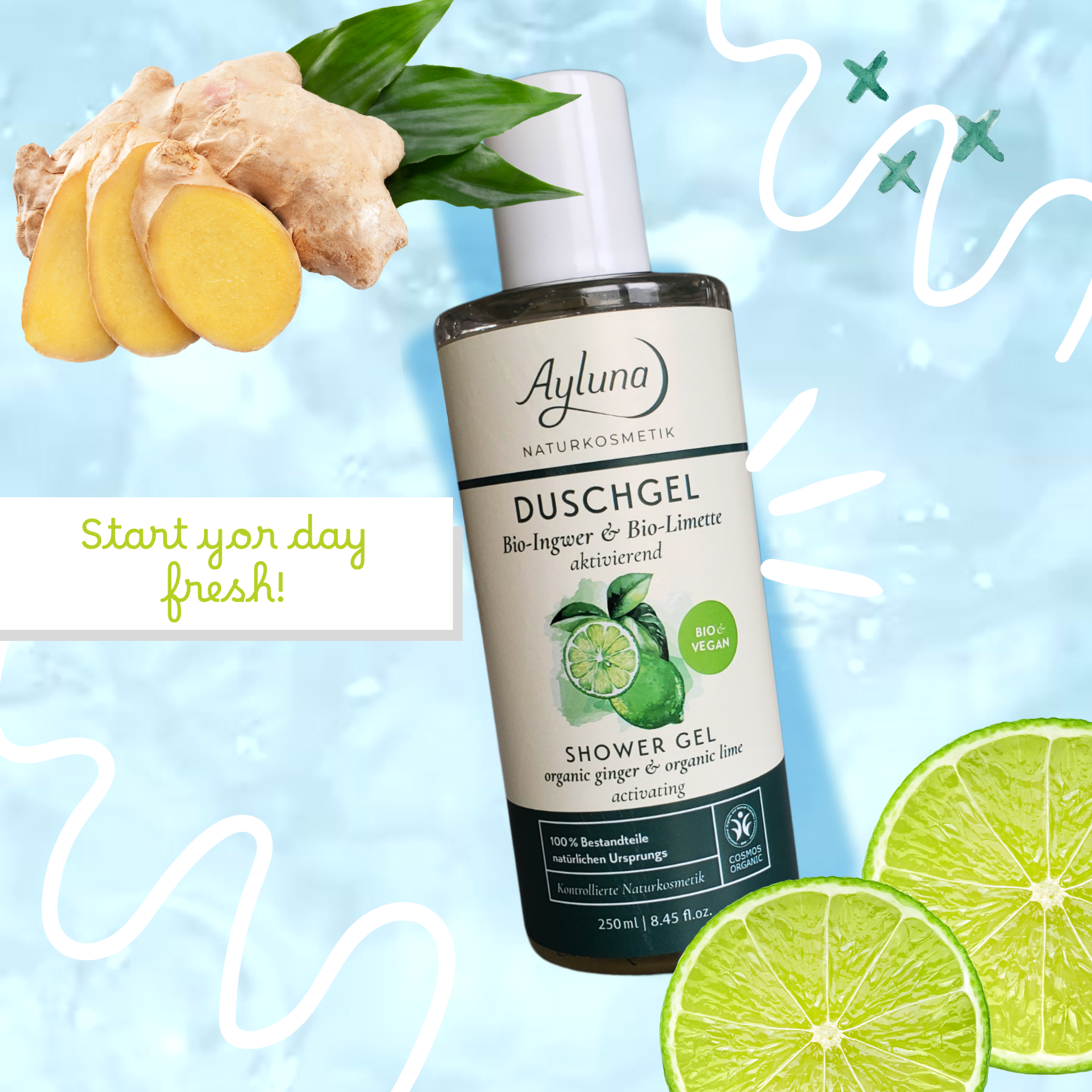 Start your day with energy – our shower gel with organic ginger and lime invigorates, refreshes and gently cares for your skin. ? COSMOS-certified • microplastic-free • vegan & skin-friendly Try it now!